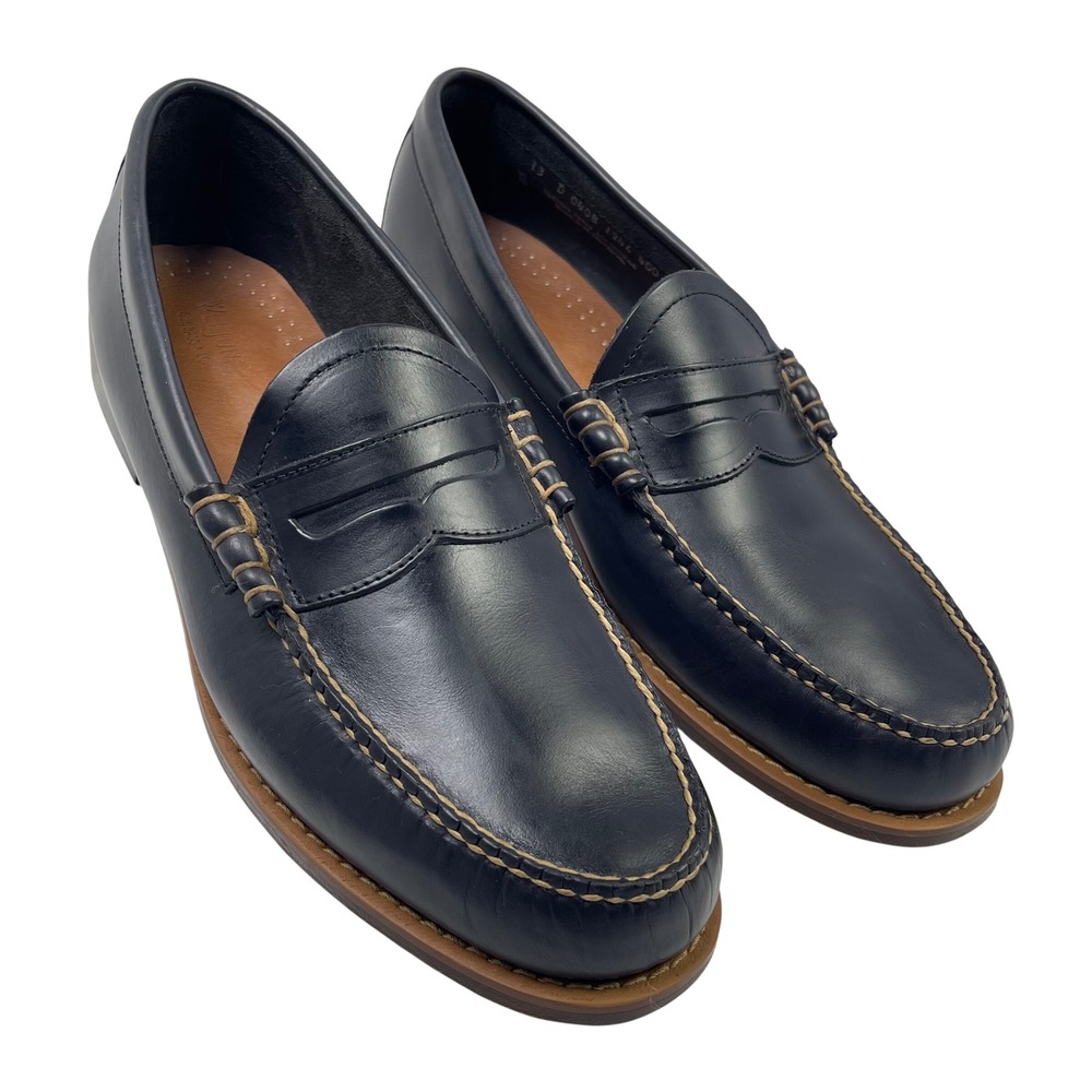 GH Bass Men's Weejuns Loafers Navy Blue Leather‎ Larson's Size 13 Slip Ons